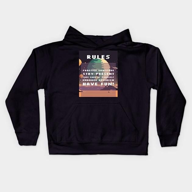 Daily Rules Self Love Affirmations Gamer Kids Hoodie by TayaDesign